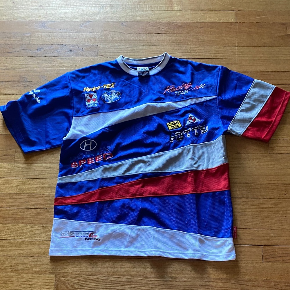 vintage Fox racing embroidered patch mesh jersey